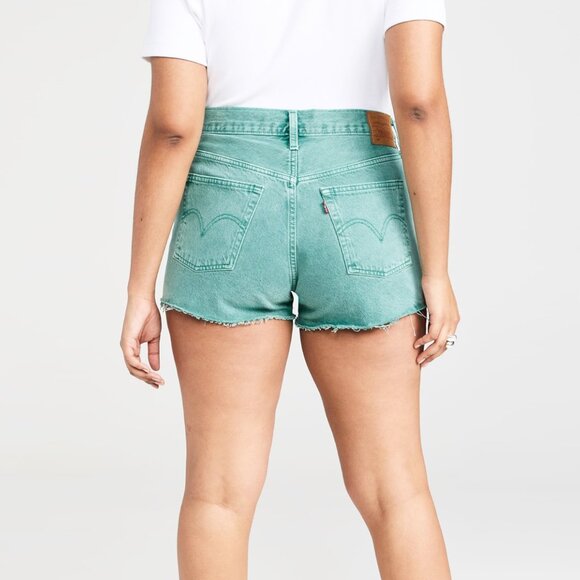Levi's 501 High Rise Shorts in Dusty Beryl Green 56327-0402 BNWT - Size 30 - Picture 3 of 13